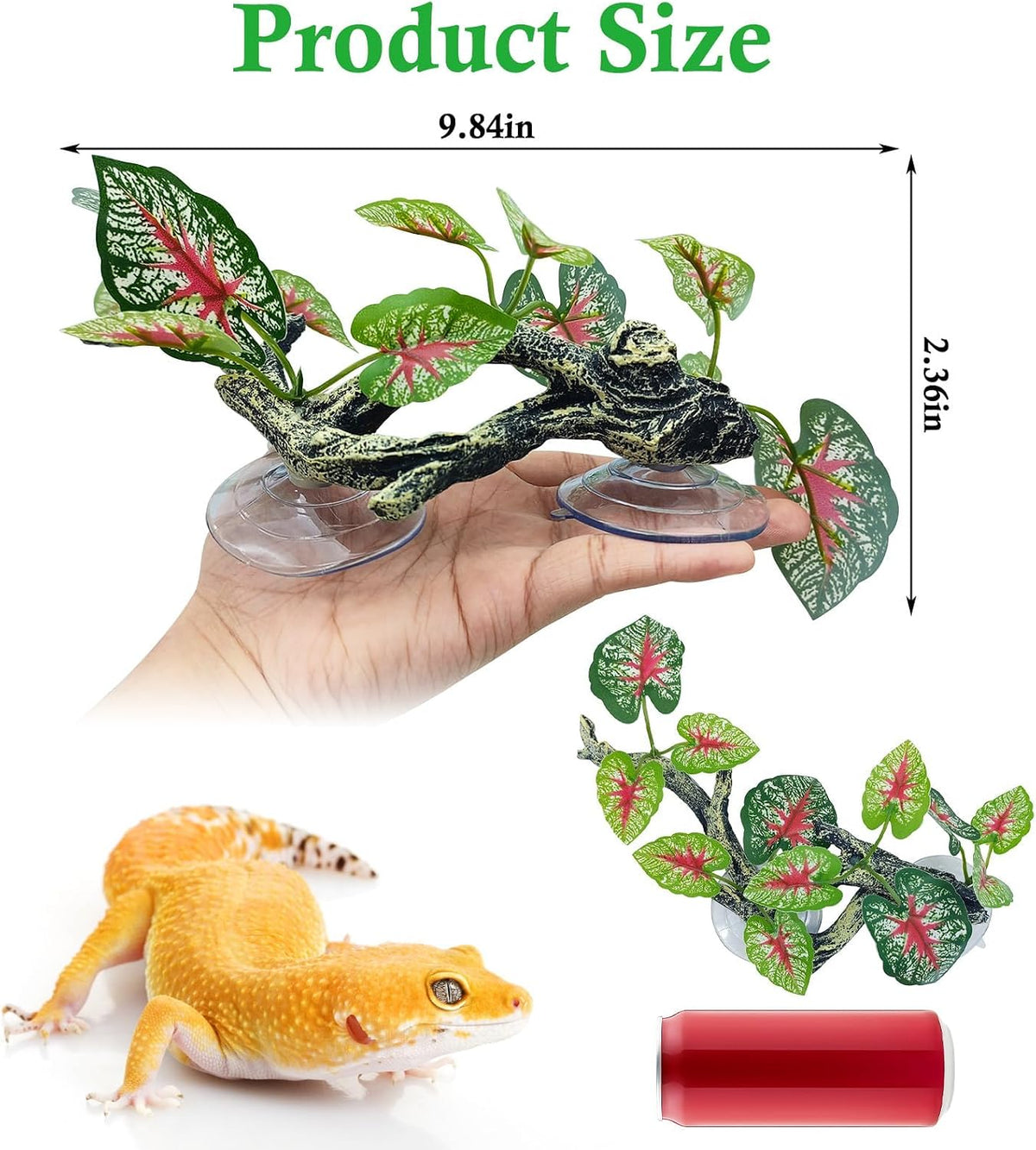 2 PCS Reptile Corner Branch - Green With Red - image 2