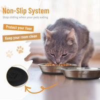 Cat Bowls, 304 Stainless Steel Non-Slip Wide Shallow - 4 Non-slip Bowls - image 4