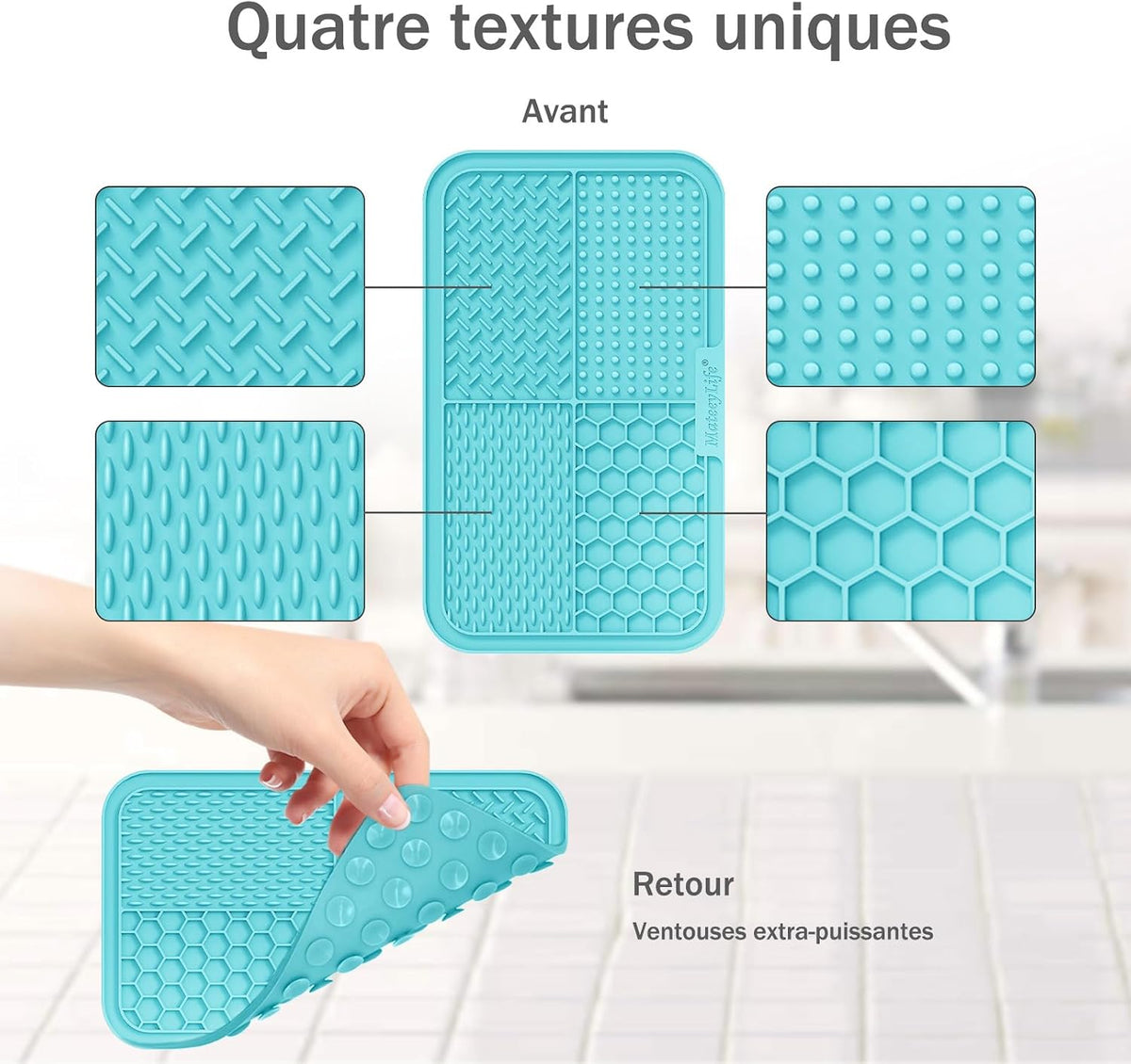 MateeyLife Lick Mat for Dogs & Cats - Purple&Cyan / 9.9'' × 6'' - image 2