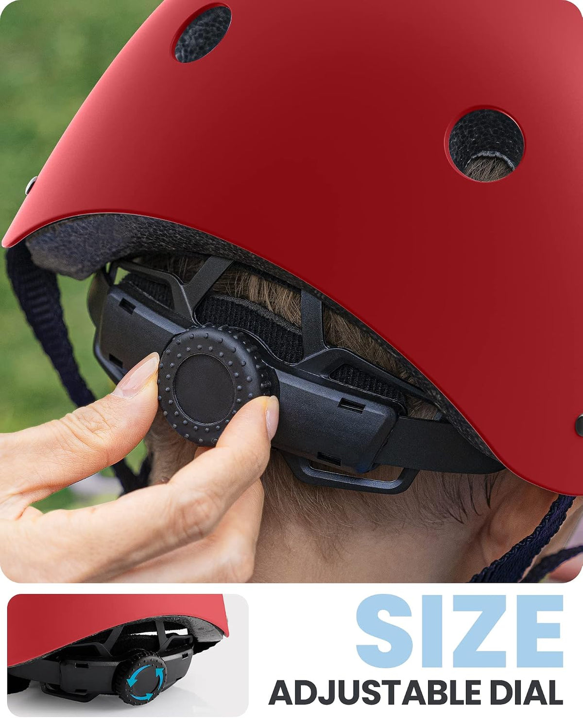 OutdoorMaster Kids Bike Helmet, Adjustable for Cycling & Skating – Fun for Kids & Family - Matte Red / Small: 18.9-20.5 in. / 48-52 cm - image 3