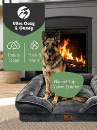 Spotted Play Orthopedic Dog Bed with Sides - Dark Grey / 42.0"L x 32.0"W x 6.5"Th - image 2