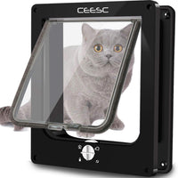 CEESC Medium Cat Door for Interior/Exterior, for Pets <15.75" - XL- Inner size: 7.7"(W) x 8.9"(H) / Black