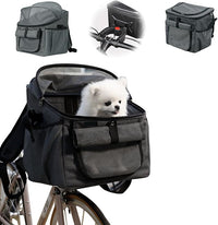 Qivine Dog Bike Basket, Oxford Cloth Dog Basket for Bike with Adjustable Mesh Windows, 11 Lbs Portable Dog Carrier for Bike with Widen Shoulderpad, Bicycle Basket Bag for Dogs and Cats