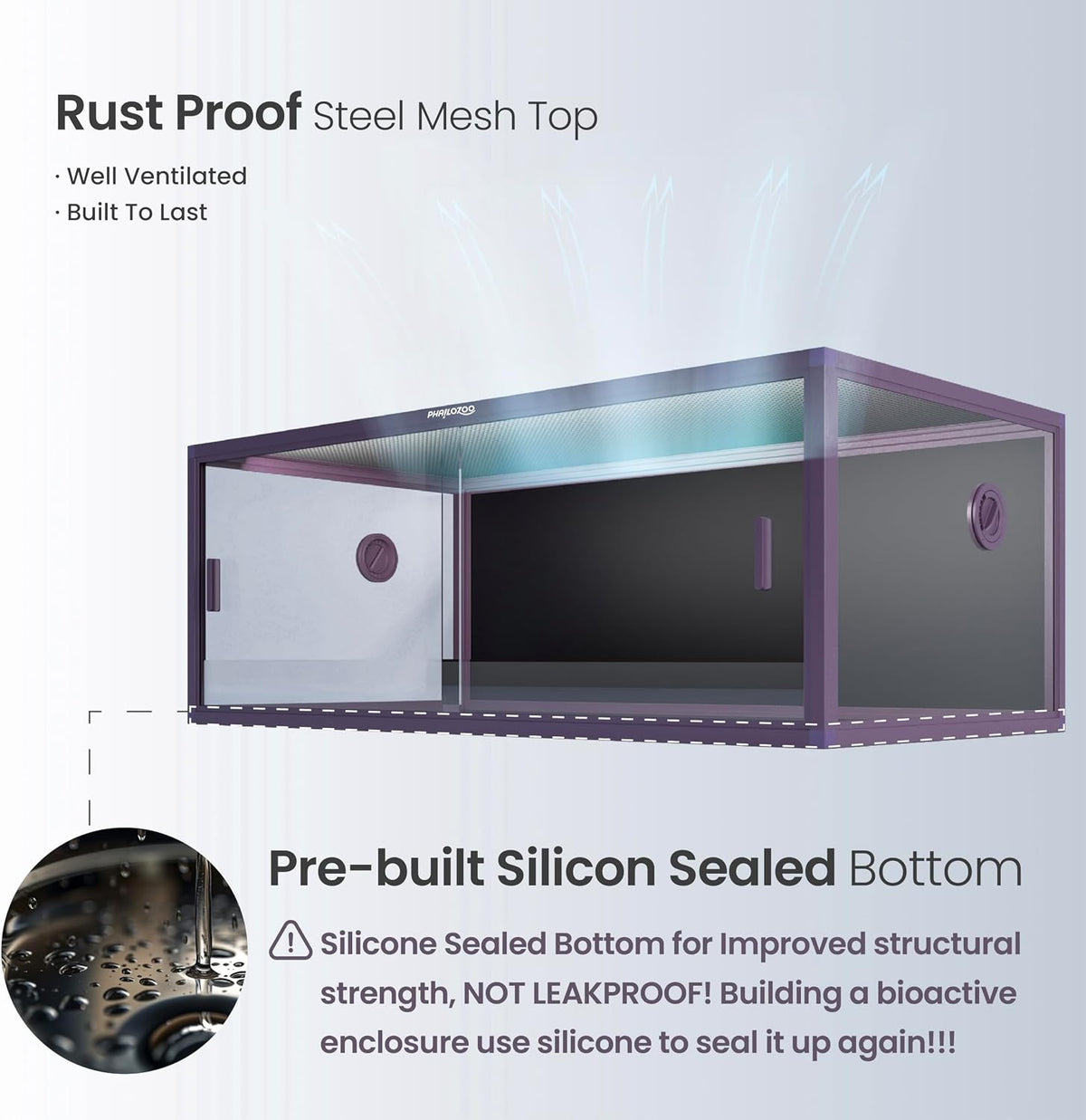 120 Gallon Reptile Tank, Stackable 4x2x2 Reptile Enclosure – Essentials for Reptiles And Amphibians - Royal Purple / 85 Gallon - image 4