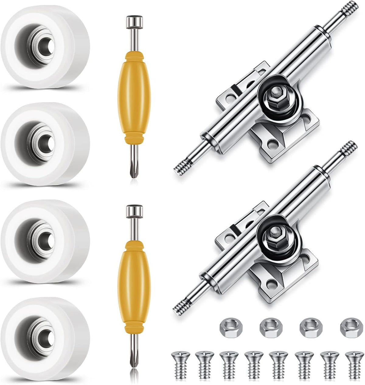 Zhehao fingerboard wheels and trucks set with four bearing wheels, two alloy trucks and two screwdri - view 3