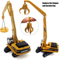 Tipmant 1:87 scale yellow die-cast alloy excavator toy truck with rotating arm - view 7