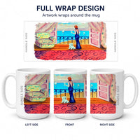 Westie with Mom and a view Ceramic Coffee Mug 15 oz Decorative Large C Handle Mug Cup for Tea, Cocoa Hot Chocolate