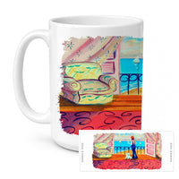 Westie with Mom and a view Ceramic Coffee Mug 15 oz Decorative Large C Handle Mug Cup for Tea, Cocoa Hot Chocolate