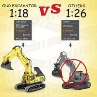 kolegend RC Excavator Toy, 1:18 Remote Control Excavator - Yellow / Medium - image 2