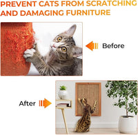 2PCS Cat Scratching Post - BXL, Natural Wooden Sisal Cat Wall Scratcher, Floor or Wall Mounted Vertical Cat Scratch Pad for Indoor Cats Adults or Kittens, Cat Wall Furniture Protector