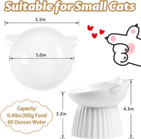 Ceramic Raised Cat Bowl，Tilted Raised Cat Bowl Anti Vomit Cat Bowls - White+Black - image 2