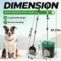 UPSKY 33.4" Dog Pooper Scooper Swivel Bin & Rake Kit with 100 Waste - Dark Green - image 3