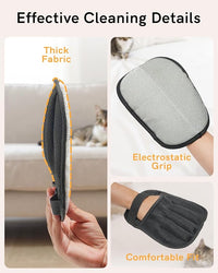 2025 Newly Upgraded Pet Hair Removal Gloves for Cats & Dogs, Electrostatic Grooming Gloves for Pet Hair, Five-Finger Reusable Pet Hair Remover Tool for Clothes, Bed, Couch, Carpet, 3 Pcs