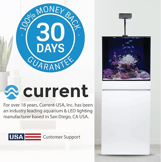 CURRENT USA 24-36" Inch Orbit Marine IC Loop LED Saltwater Reef Marine Aquarium Light with Bluetooth App Control | Wireless Lighting & eFlux Wave Pump Control for Fish Tank (4205)