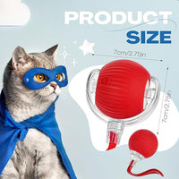 2 Pcs Interactive Rolling Cat Dog Toy Ball, Electric Cat Ball Toy Smart Automatic Self Rolling Dog Ball Toys, 360° Smart Rolling Ball Toy Electric Balls for Dog Cat (Red)