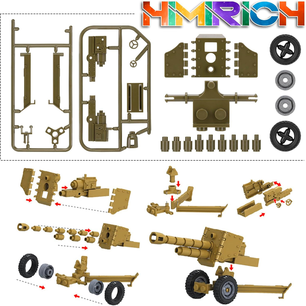 Weapons Pack Military Toy Set Building Blocks Model for Soldier - 1 Pack-Howitzer Set - image 4