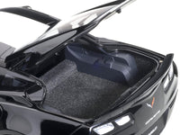 2017 Chevrolet Corvette C7 Grand Sport Black with White Stripe and Yellow Fender Hash Marks 1/18 Model Car by Autoart