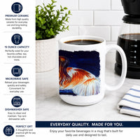 Papillon Ceramic Coffee Mug 15 oz Decorative Large C Handle Mug Cup for Tea, Cocoa Hot Chocolate