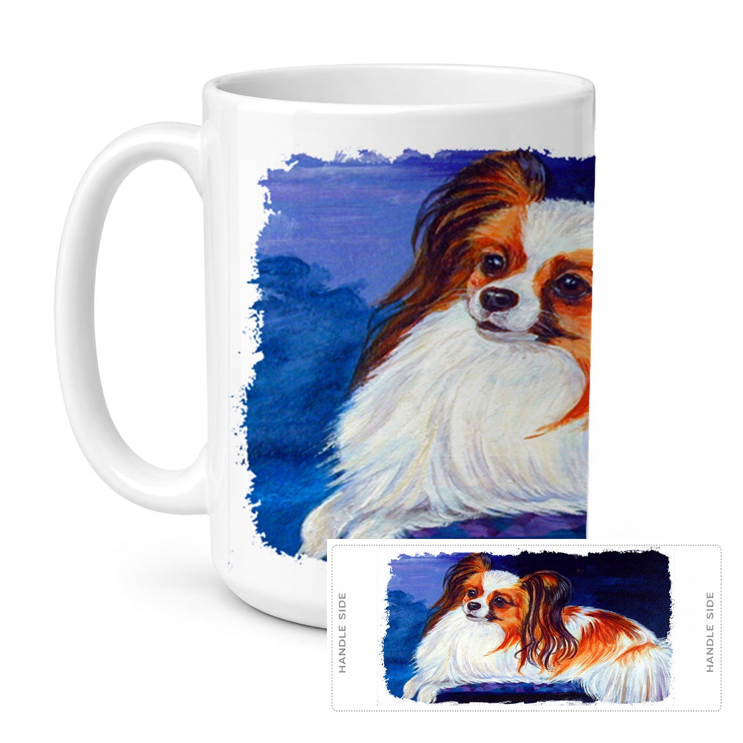Papillon Ceramic Coffee Mug 15 oz Decorative Large C Handle Mug Cup for Tea, Cocoa Hot Chocolate