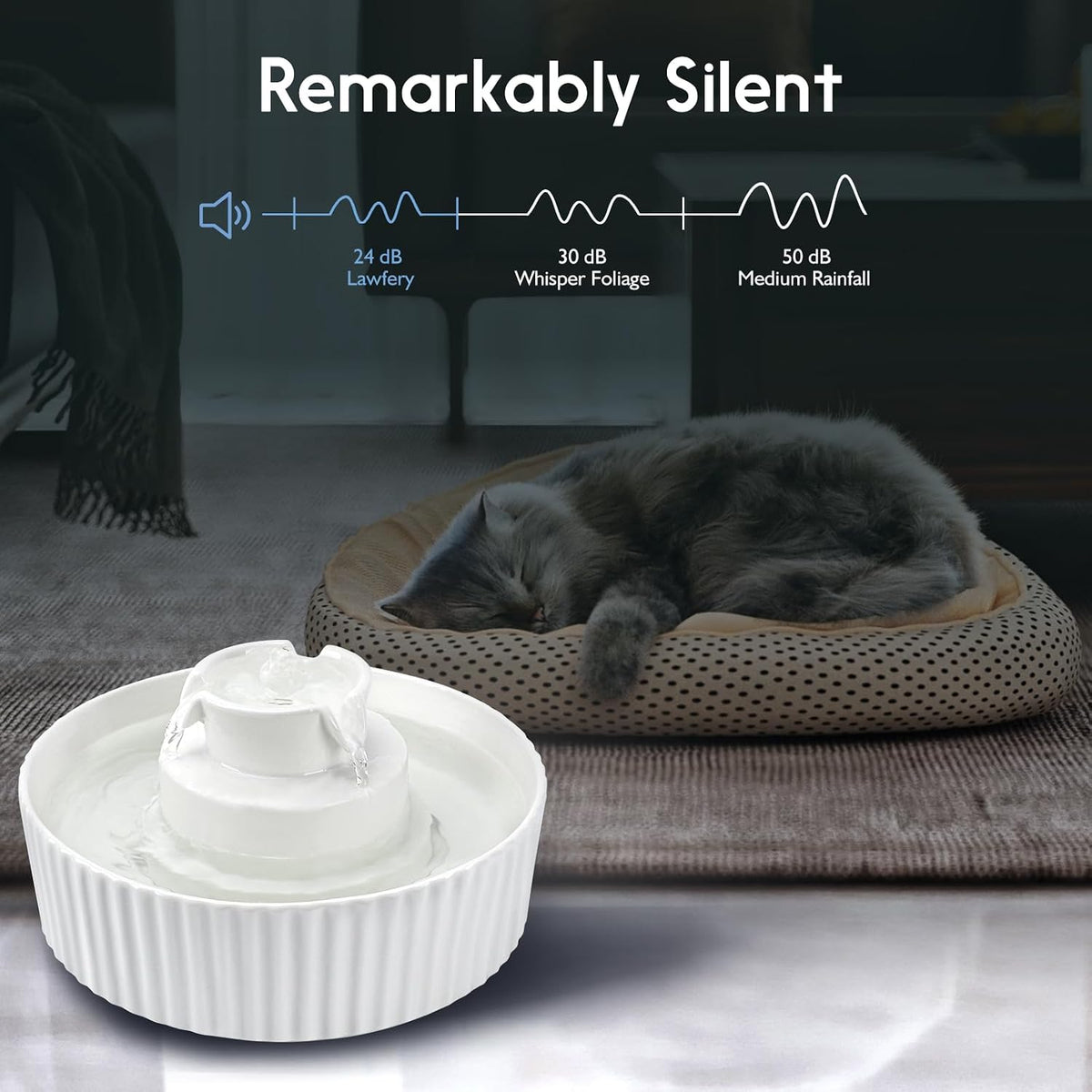 Lawfery Ceramic Cat Water Fountain - White - image 2