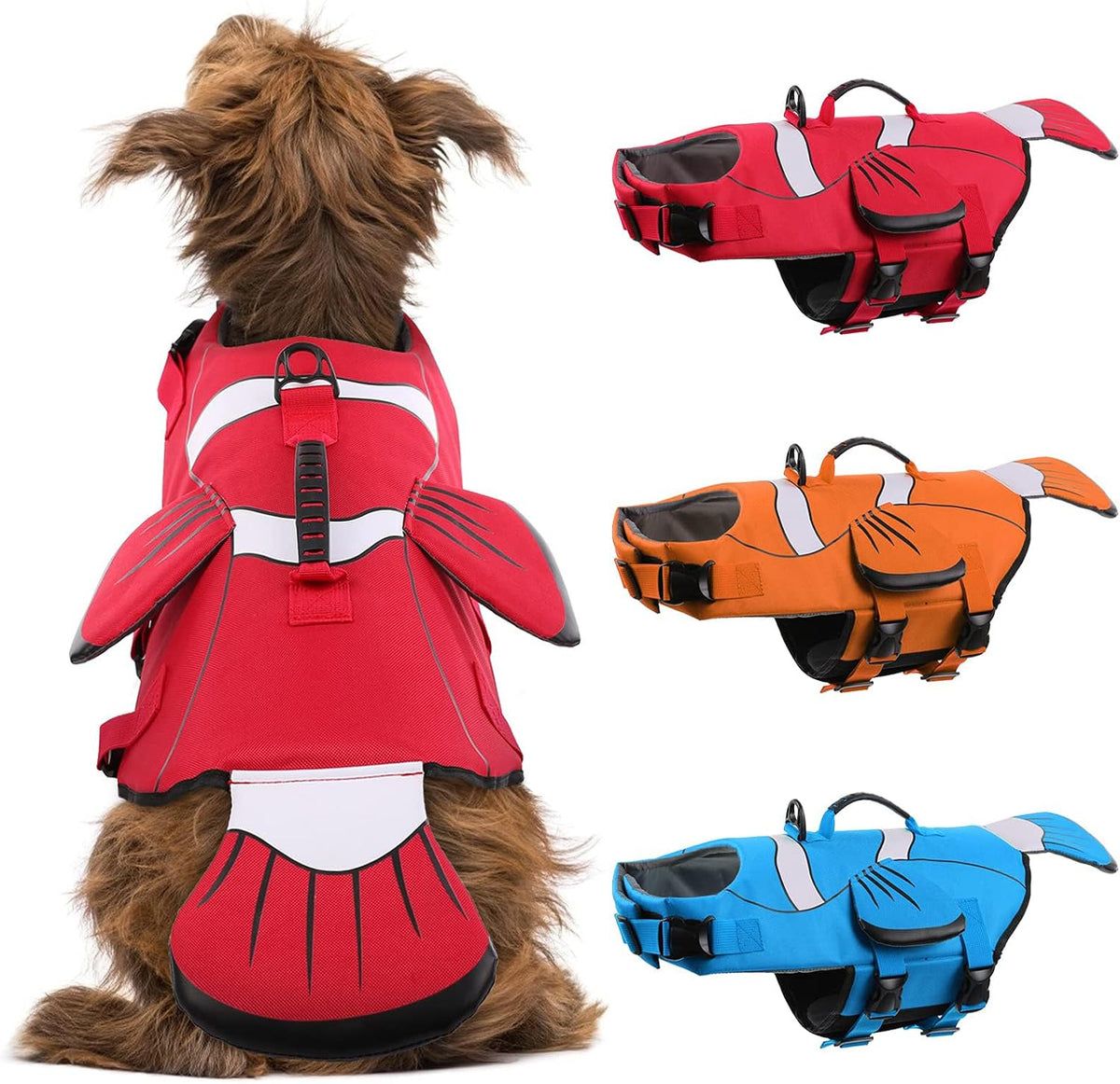 DENTRUN Dog Life Jacket for Swimming Boating - X-Large / Red