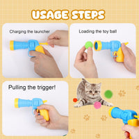 TEAWOO 50Pcs Cat Toys Pom Pom Balls with 1 Launcher Set - 1 launcher & 50 balls - image 4