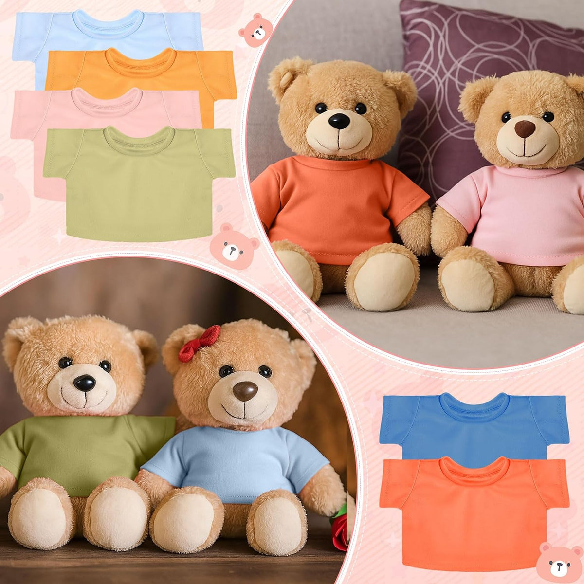 Skylety plush bear shirts, 12 blank cotton crew neck tees for 14-18 inch stuffed bears - view 5