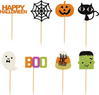 Giga Gud 32 glitter Halloween Ghost Boo cupcake toppers, Frankenstein style - view 2