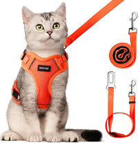 Cat Harness and Leash Set, Adjustable Cat Vest Harnesses – Essentials for Cats - Orange / Medium