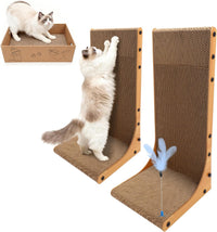 Cat Scratching Post, 3-in1 Cat Scratcher for Indoor Cats - 2pk 22in L-Shape Cat Scratcher with Box