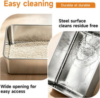 Stainless Steel Cat Litter Box Sturdy Metal Pan for Cats and Pets – Daily Care for Cats - 17.32L''×13.38''W×5.11''H - image 4