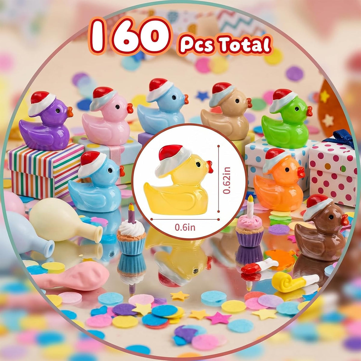 Mini Resin Duck Colorful Miniature Figures Micro Fairy Garden - 160Luminous Christmas Duck - image 2