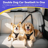Pawaboo 2Pack Dog Car Seatbelt - AA-Black + Silver - image 2