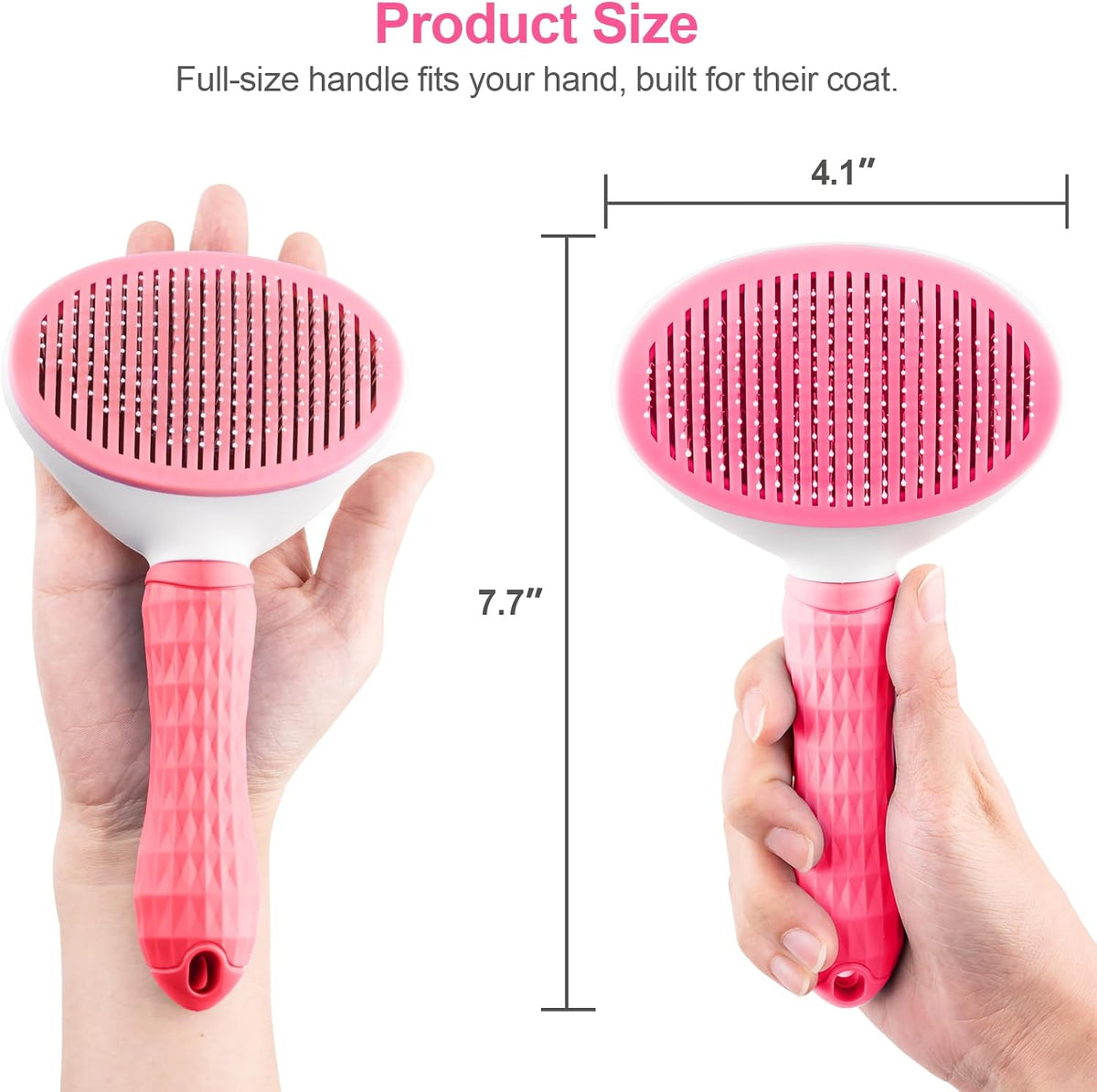 Cat Brush for Shedding, Skin Friendly Self-Clean Dog Slicker Brush – Essentials for Cats - Pink - image 4