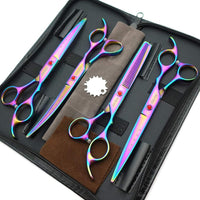 7.0in Titanium Professional dog Grooming Scissors set - Rainbow - image 3