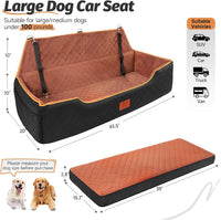 XIEEAOZEE Large Dog Car Seat for Pets Under 100 lbs - Black/Brown - image 3