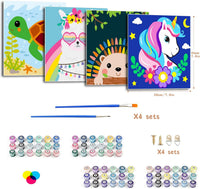 CarlonLin framed paint by number for kids, 4 pack of 8x8 inch canvas kits - view 8