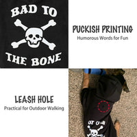 Bad to the Bone Halloween dog hoodie in size M, cotton polyester blend with leash hole - view 3