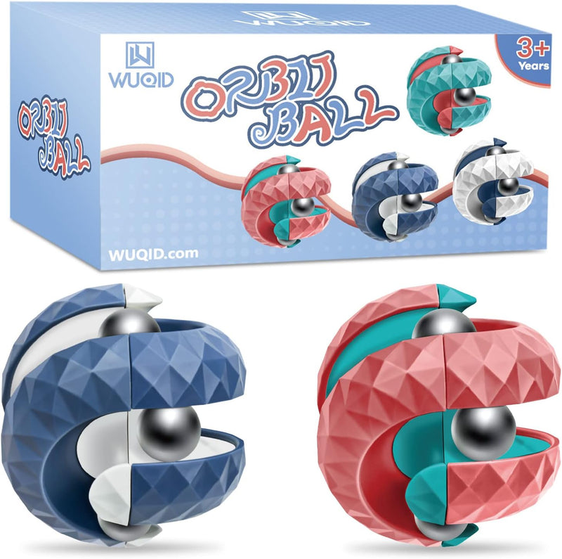 Orbiit Ball Toy, Infinitycube Puzzle Ball Fidget Toy for Kids Adults – Fun for Kids & Family - Blue/Red / 2