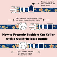 2 Pack Cotton Breakaway Cat Collars Set with Bell and Flower Pendant - yellow+navy flower - image 2