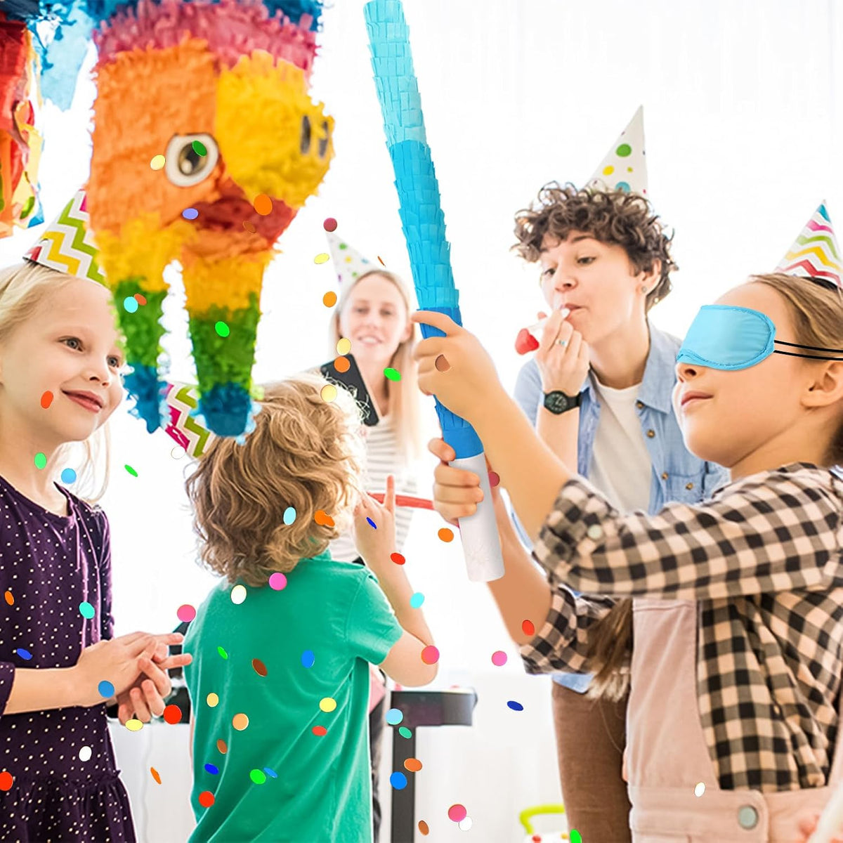 Lemicin 15.75 inch blue pinata stick kit with blindfold, rope and confetti - view 39