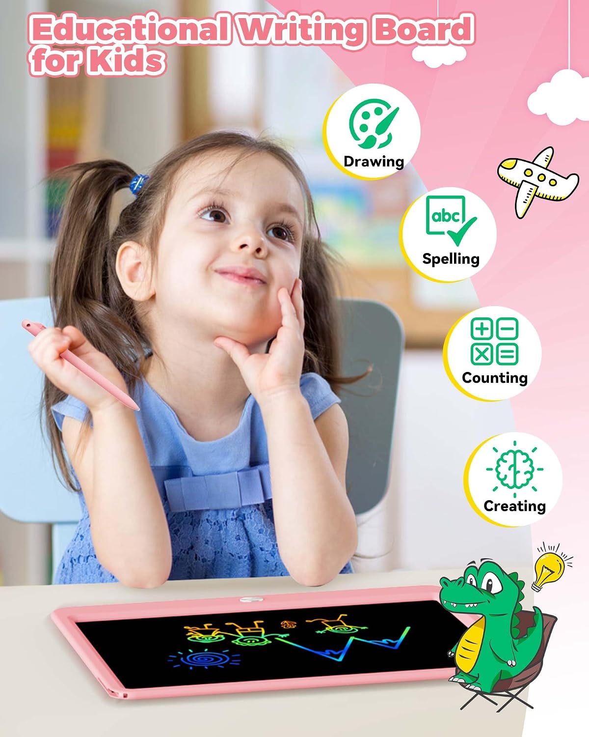 KOKODI 12 Inch LCD Writing Tablet with Anti-Lost Stylus - Pink / 15 inch - image 2