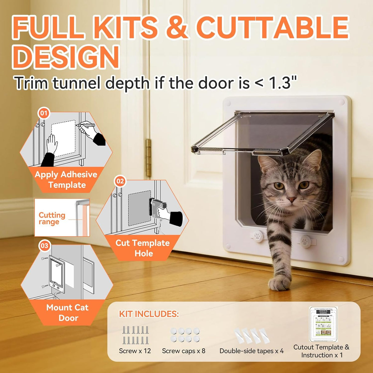 LIBBEPET Cat Door Interior Door - L - Inner Size: 7.1"W x 7.7"H - image 4