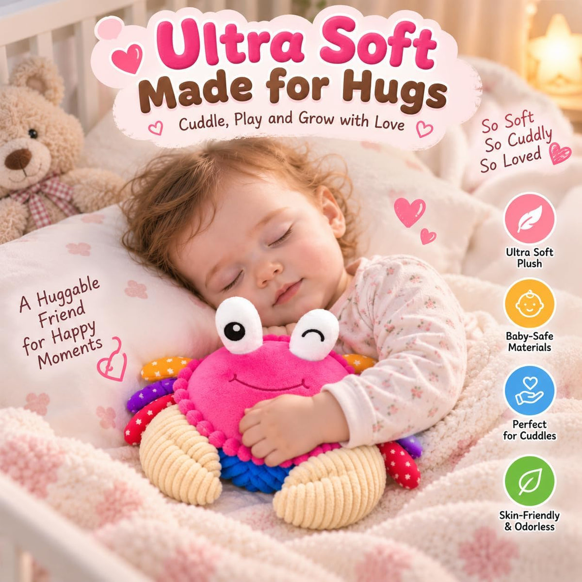 Interactive Crawling Crab Baby Toy - Pink - image 4