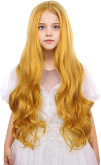 DUDUWIG long black wavy curly middle part wig for kids with wig cap - view 36