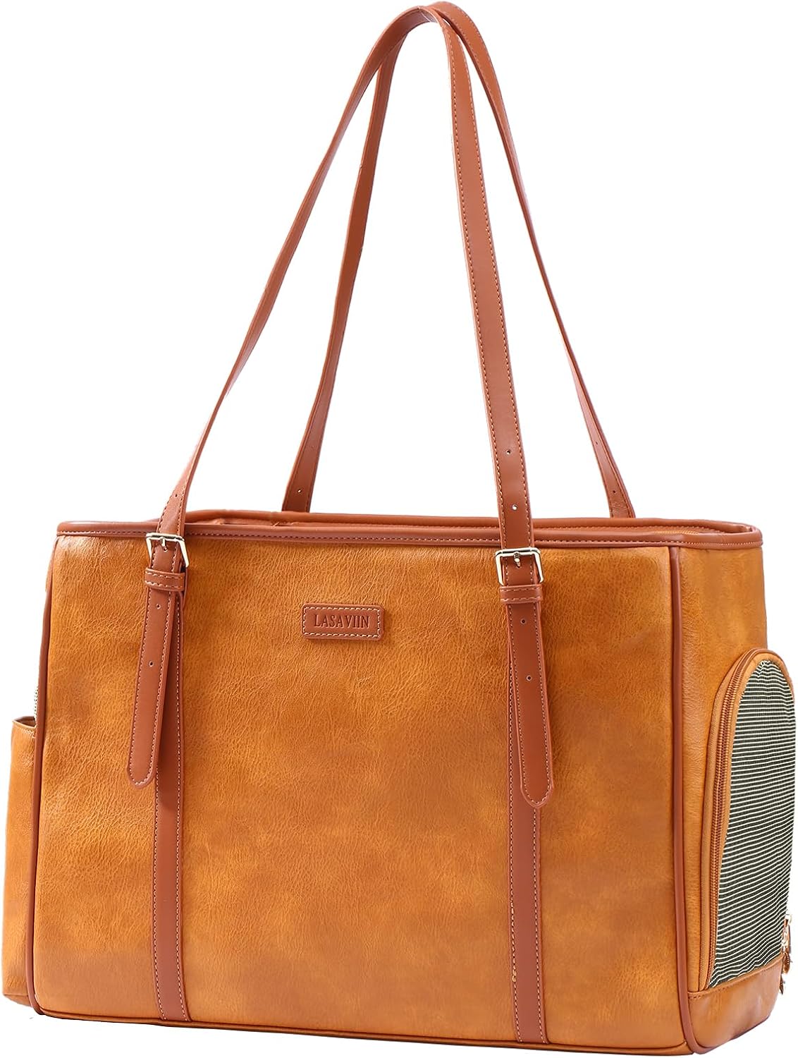 Fashion Dog Purse Pet Carrier Leather Bag for Small Dogs Cats Puppy - Brown