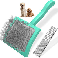 2PCS Slicker Brush for Dogs & Pet Comb - Cyan / Large