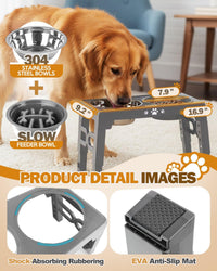 Elevated Dog Bowls for Medium Large Size Dogs - Grey / Medium Large / 1 Basic&1Slow Bowl - image 4