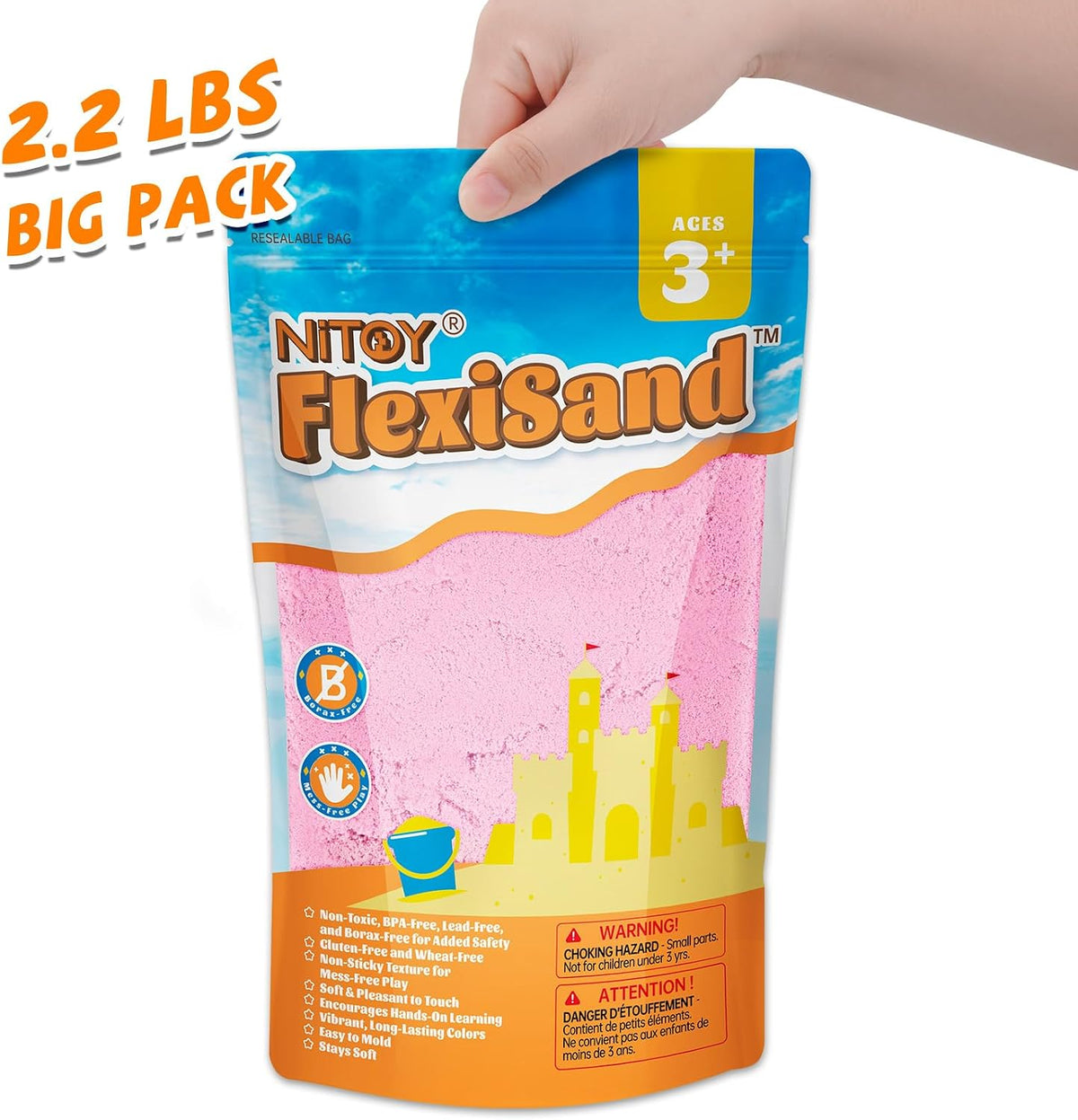 NiToy FlexiSand Toy Sand 2.2Lbs Moldable Sensory Sand for Kids - Pink - image 4