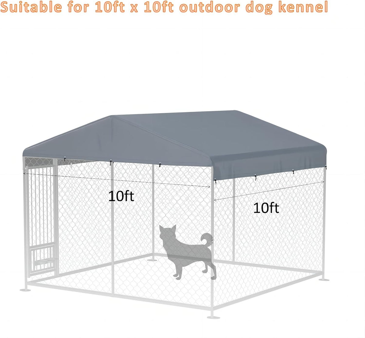 Outdoor Dog Kennel Cover 10' x 10' Replaceable Top Cover - Gray / 10' x 10' - image 2